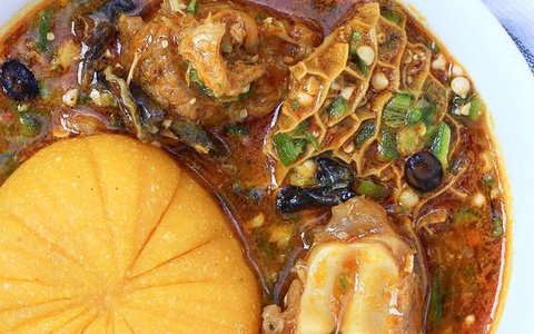 Eba + Okra Soup